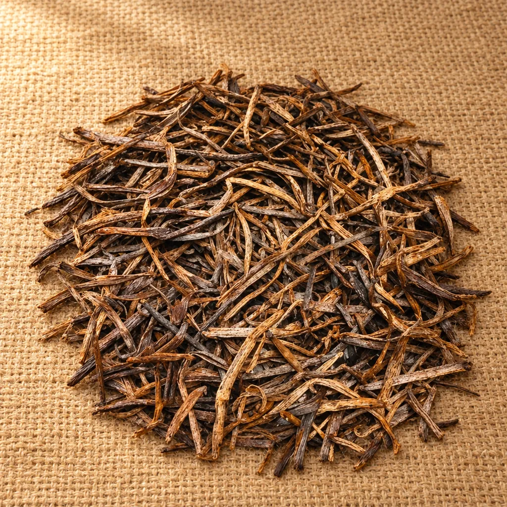 Vanilla cuts on jute cloth, packshot Vanilla cuts on jute cloth, packshot