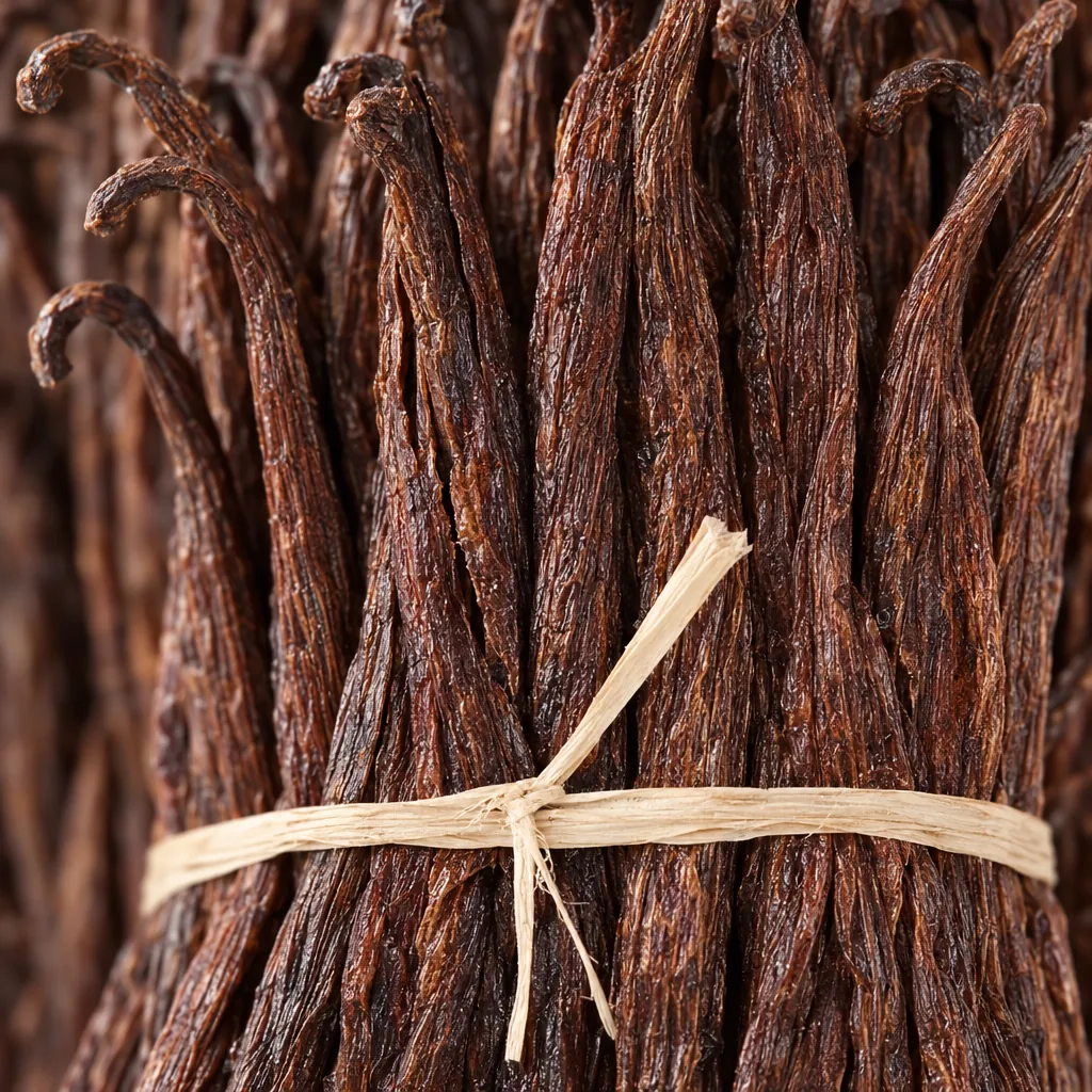 Red Europe vanilla beans, close-up Red Europe vanilla beans, close-up