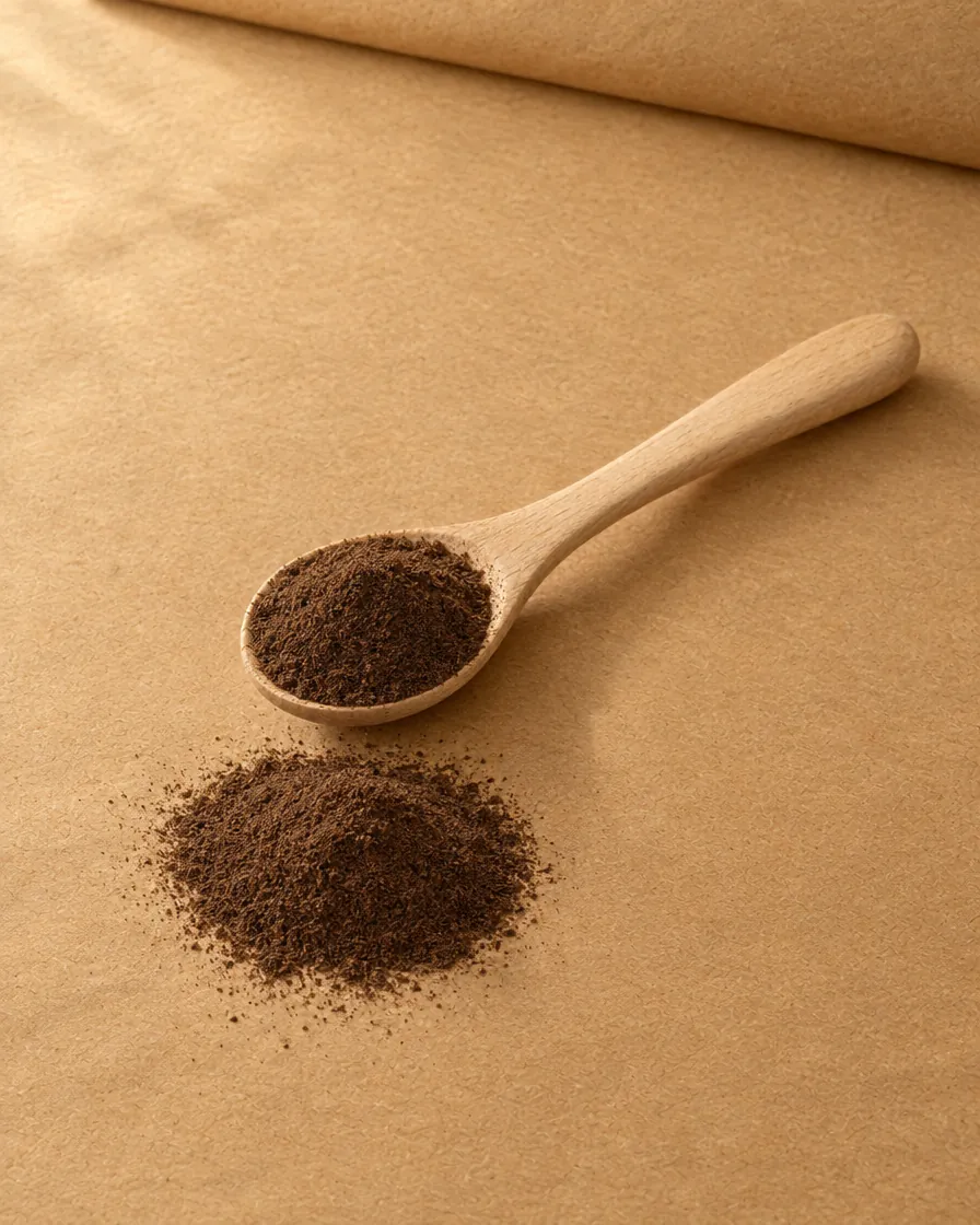 Signature vanilla powder on kraft paper, still life Signature vanilla powder on kraft paper, still life